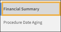 Reporting menu with a yellow highlight box around Financial Summary.